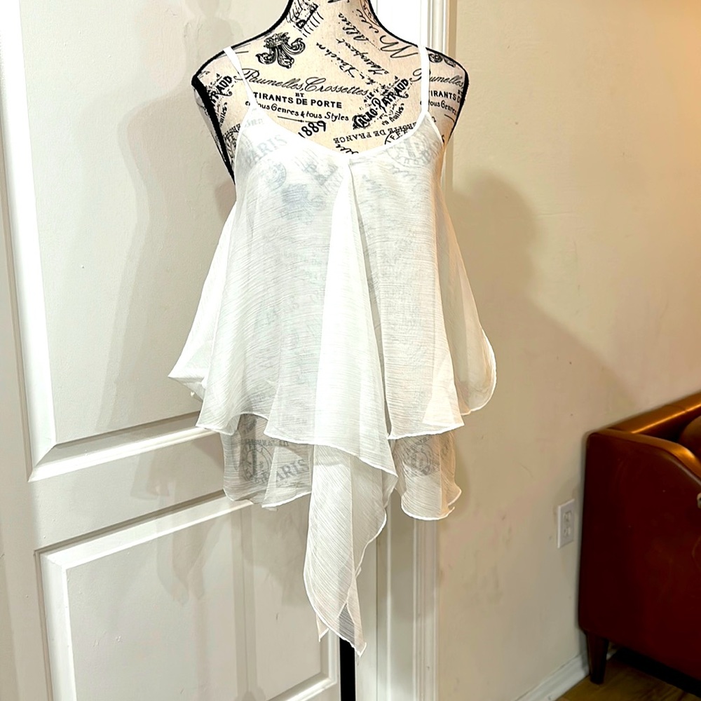 COPY - NWT Blaque label flowy spaghetti tank sheer asymmetric layered top
